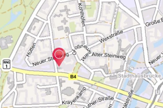 Stadtplanausschnitt mit Lage der Generalstaatsanwaltschaft Hamburg